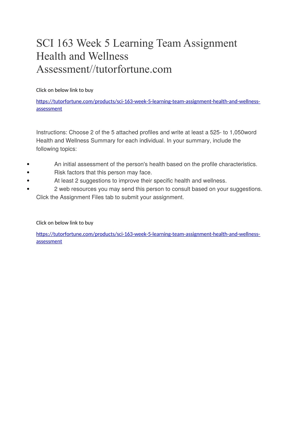 sci 163 week 5 learning team assignment health