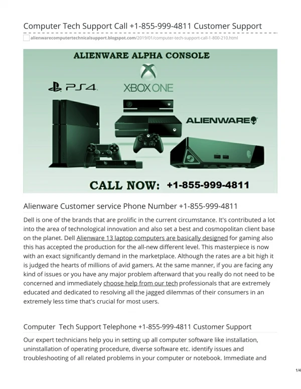 Computer Tech Support Call 1-855-999-4811 Customer Support