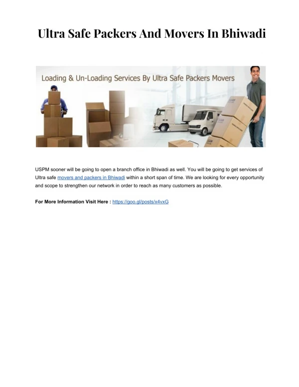 Ultra Safe Packers And Movers In Bhiwadi