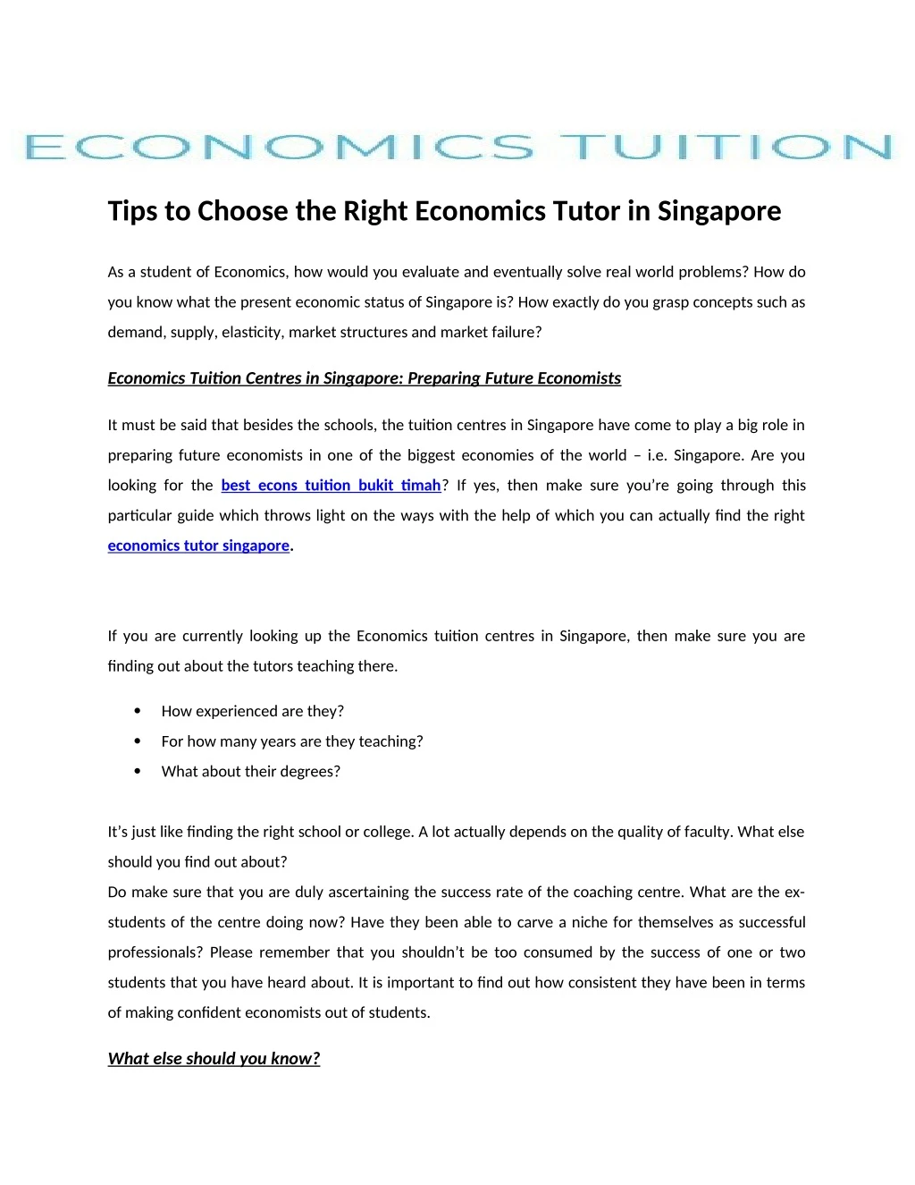 tips to choose the right economics tutor