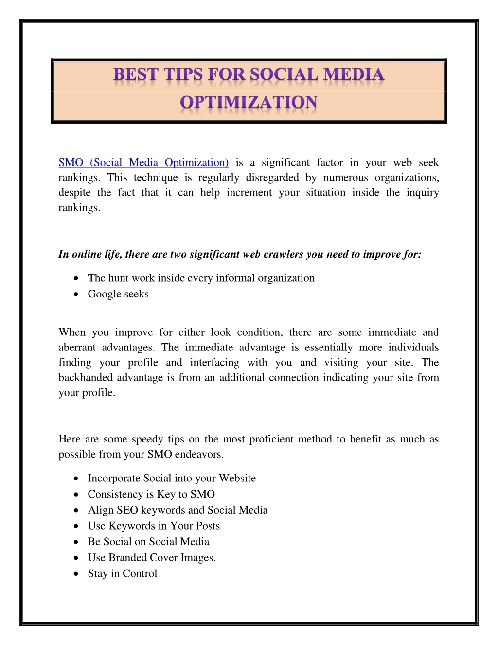 smo social media optimization is a significant