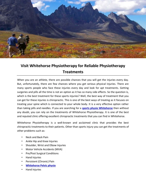 Visit Whitehorse Physiotherapy for Reliable Physiotherapy Treatments