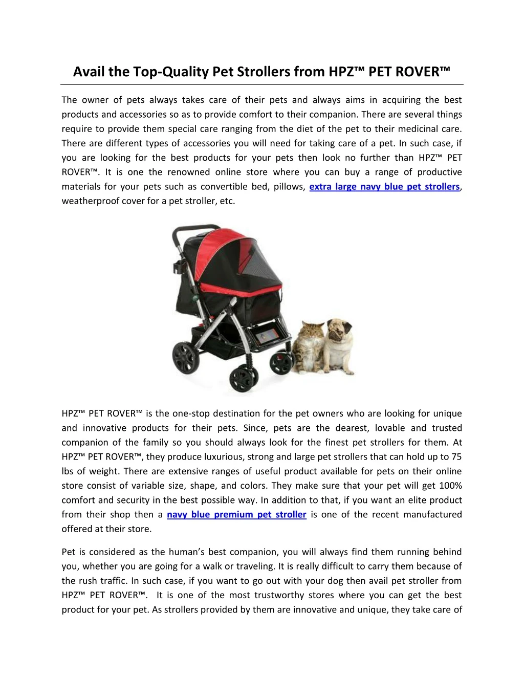 avail the top quality pet strollers from