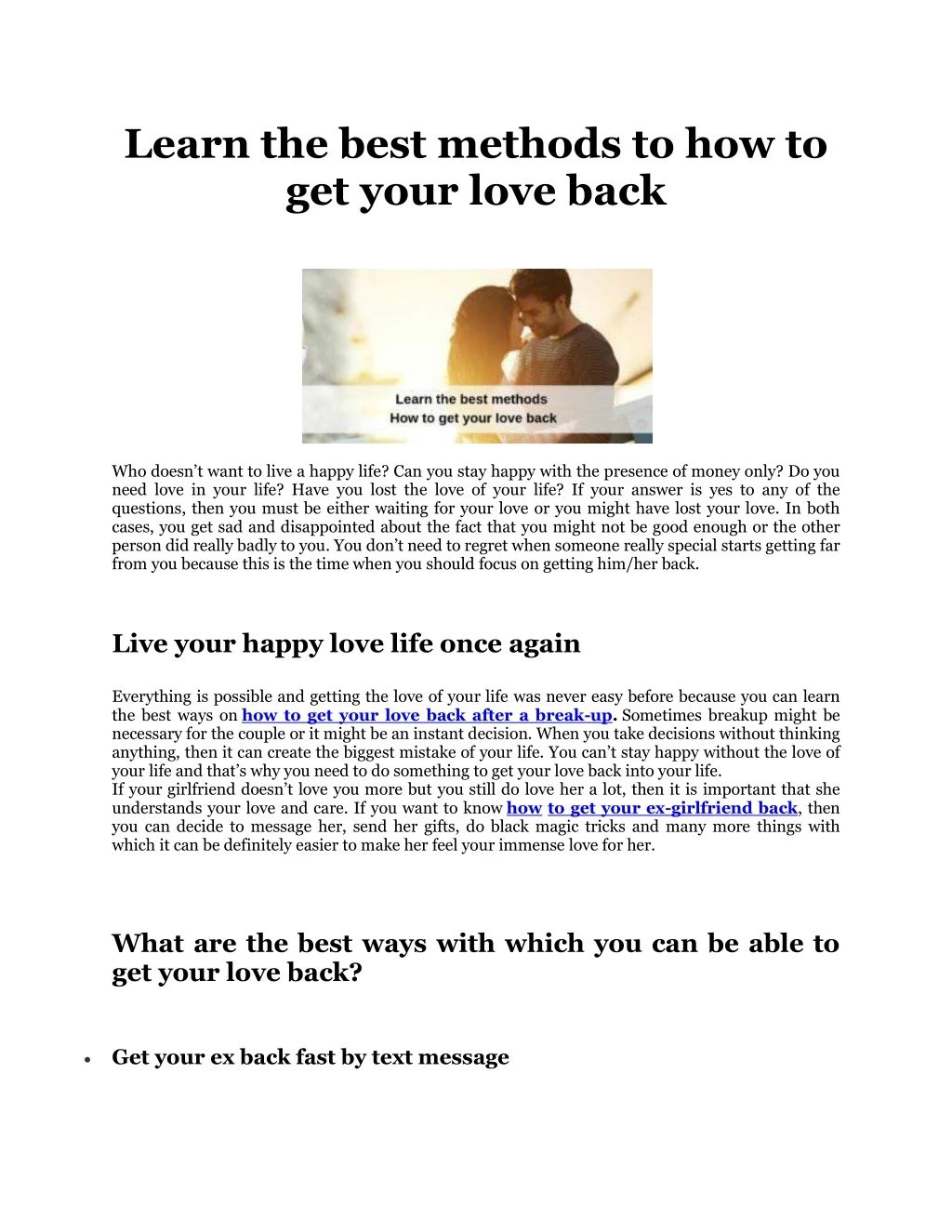 learn the best methods to how to get your love