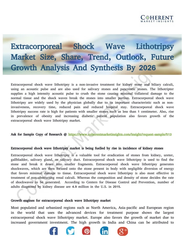 Extracorporeal Shock Wave Lithotripsy Market To See Incredible Growth By 2026