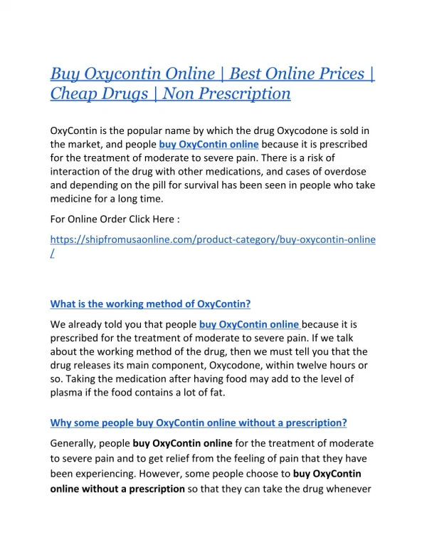 Buy Oxycontin Online | Best Online Prices | Cheap Drugs | Non Prescription