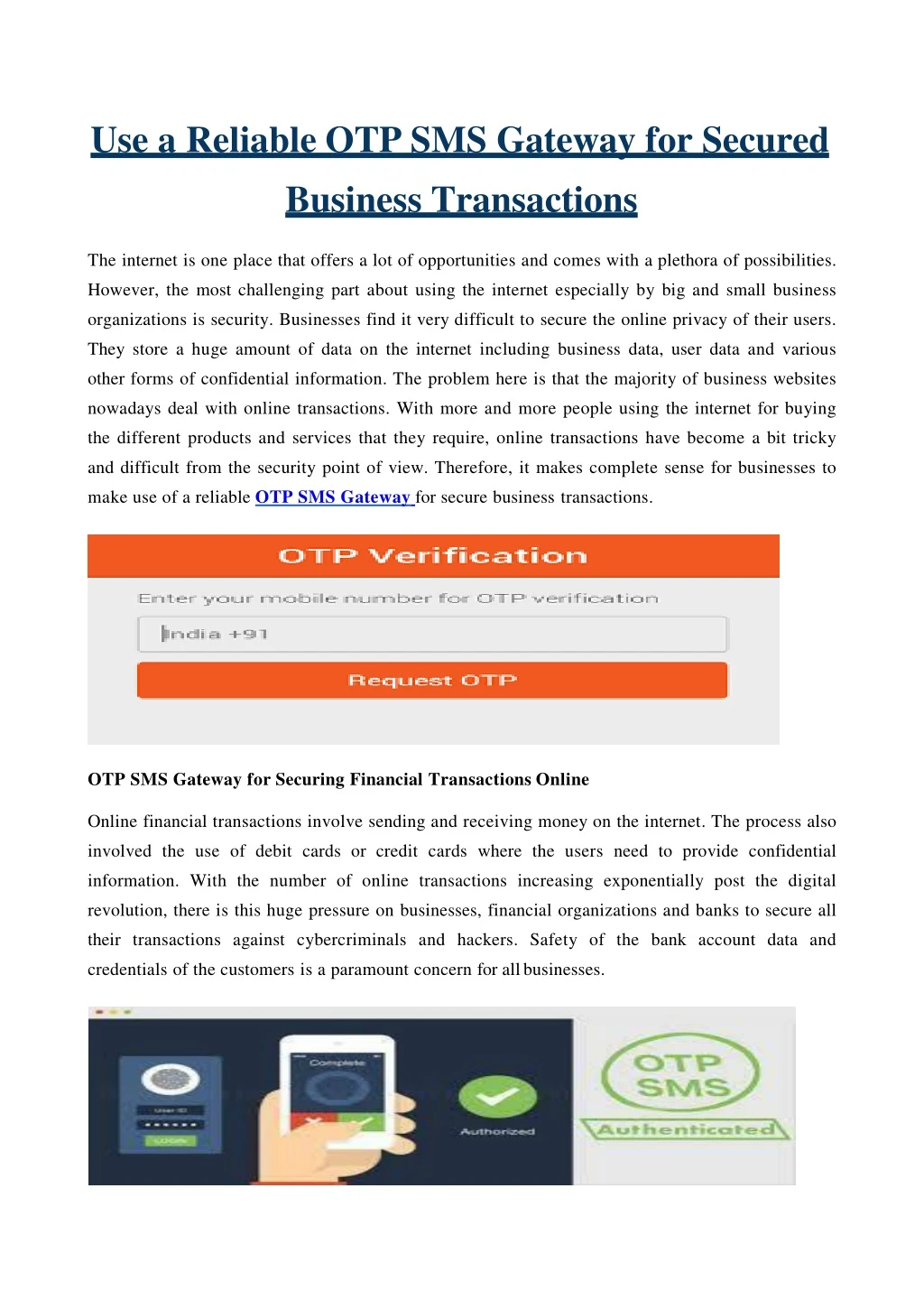 use a reliable otp sms gateway for secured business transactions
