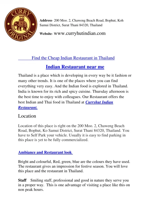 Thai Restaurant in Koh samui | best thai food in chaweng koh samui