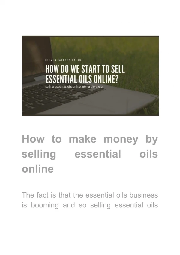How to make money by selling essential oils online
