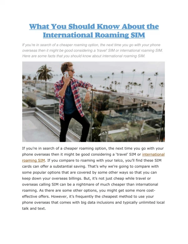 International roaming SIM