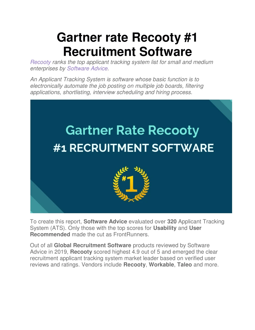 gartner rate recooty 1 recruitment software