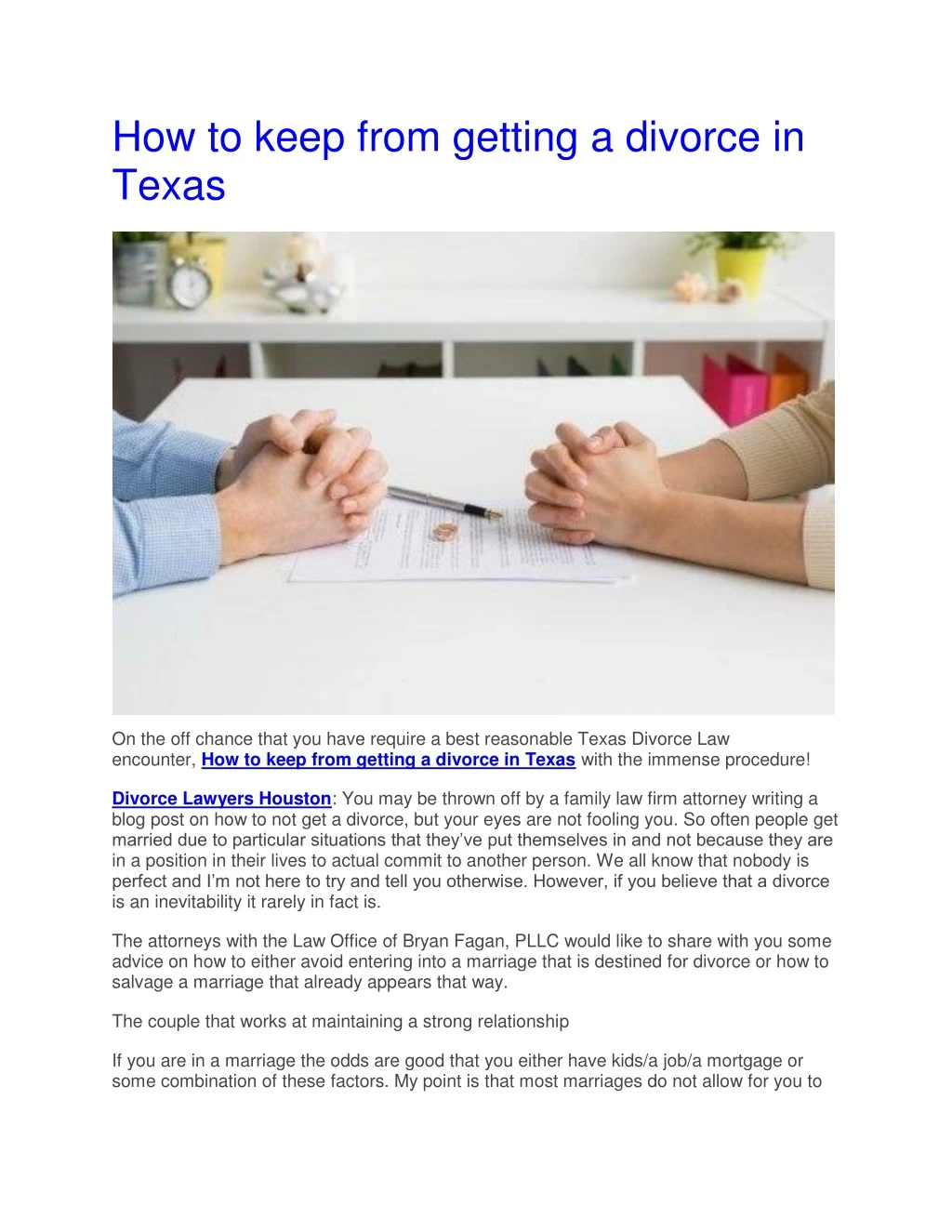 how to keep from getting a divorce in texas