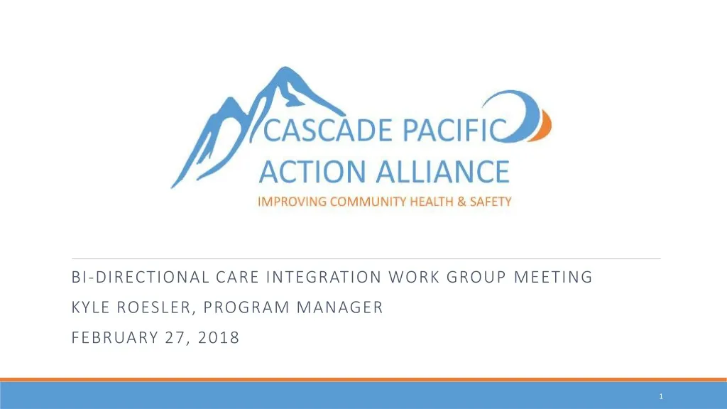 bi directional care integration work group meeting kyle roesler program manager february 27 2018