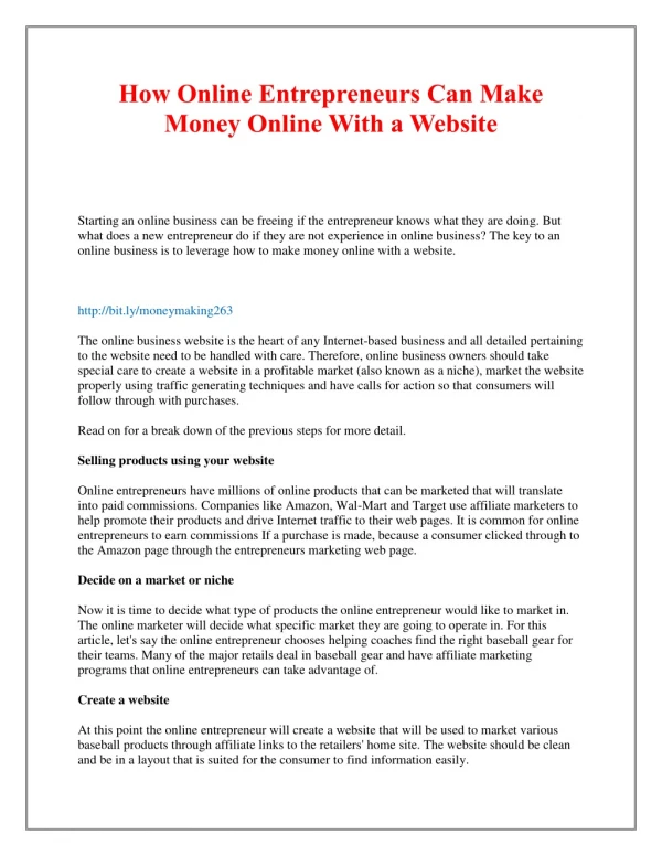 How Online Entrepreneurs Can Make Money Online With a Website