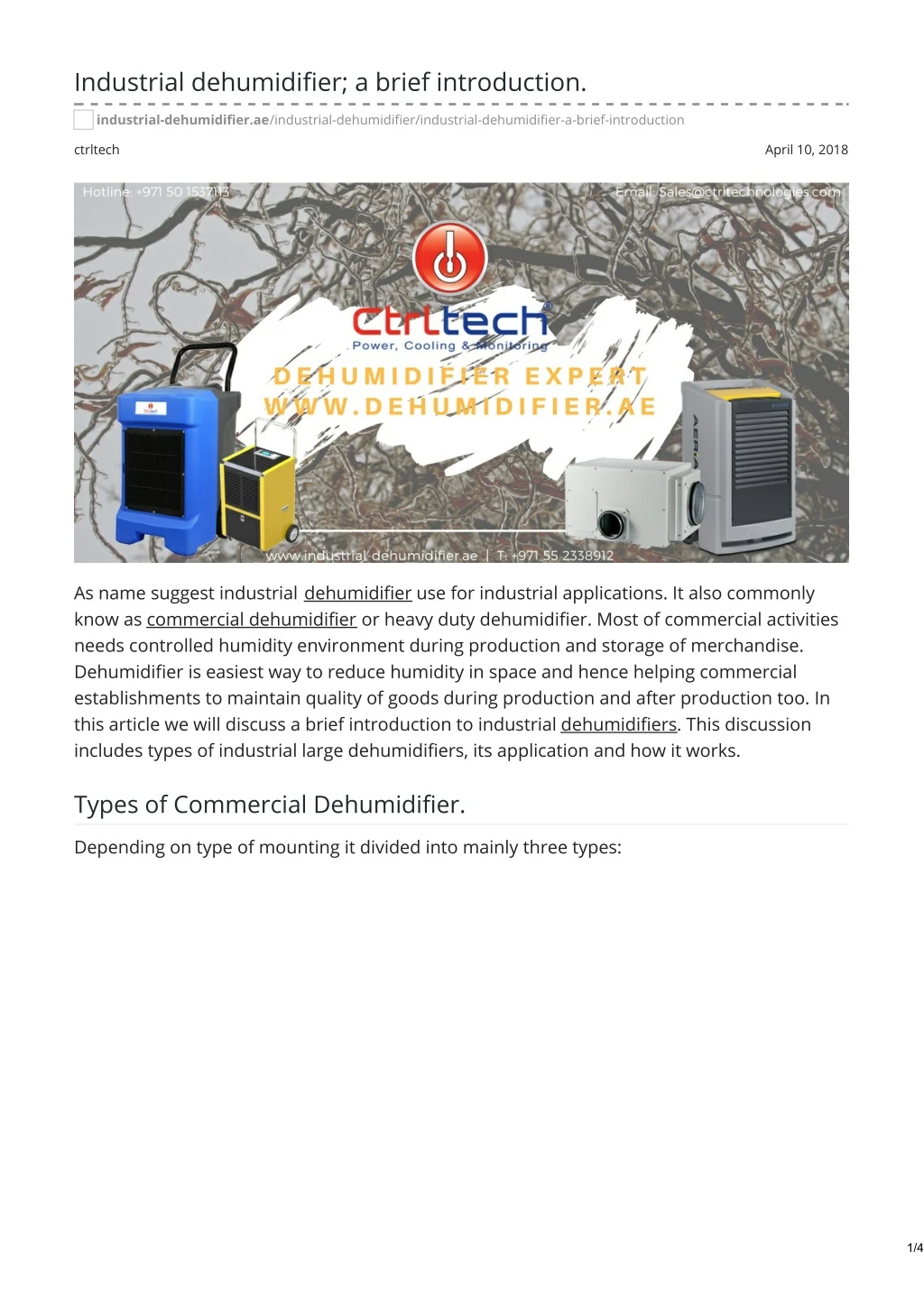 industrial dehumidifier a brief introduction