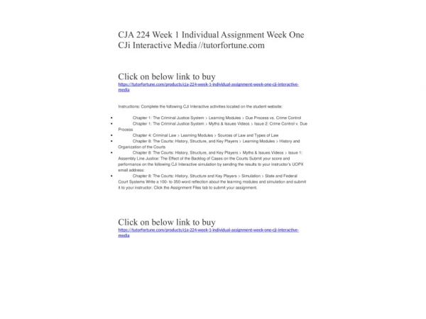 CJA 224 Week 1 Individual Assignment Week One CJi Interactive Media //tutorfortune.com