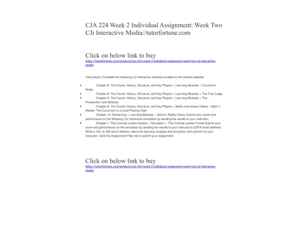 CJA 224 Week 2 Individual Assignment: Week Two CJi Interactive Media//tutorfortune.com