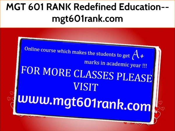MGT 601 RANK Redefined Education--mgt601rank.com
