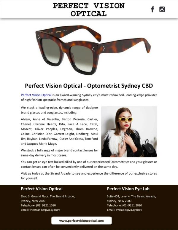 Perfect Vision Optical - Optometrist Sydney CBD