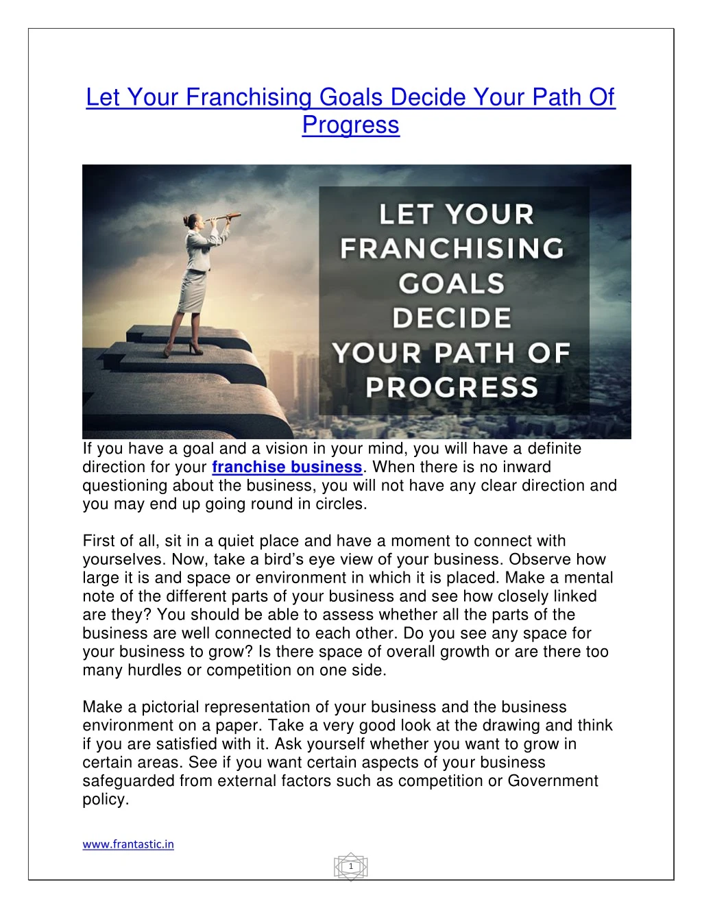 let your franchising goals decide your path