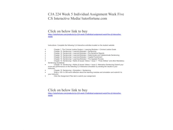 CJA 224 Week 5 Individual Assignment Week Five CJi Interactive Media//tutorfortune.com