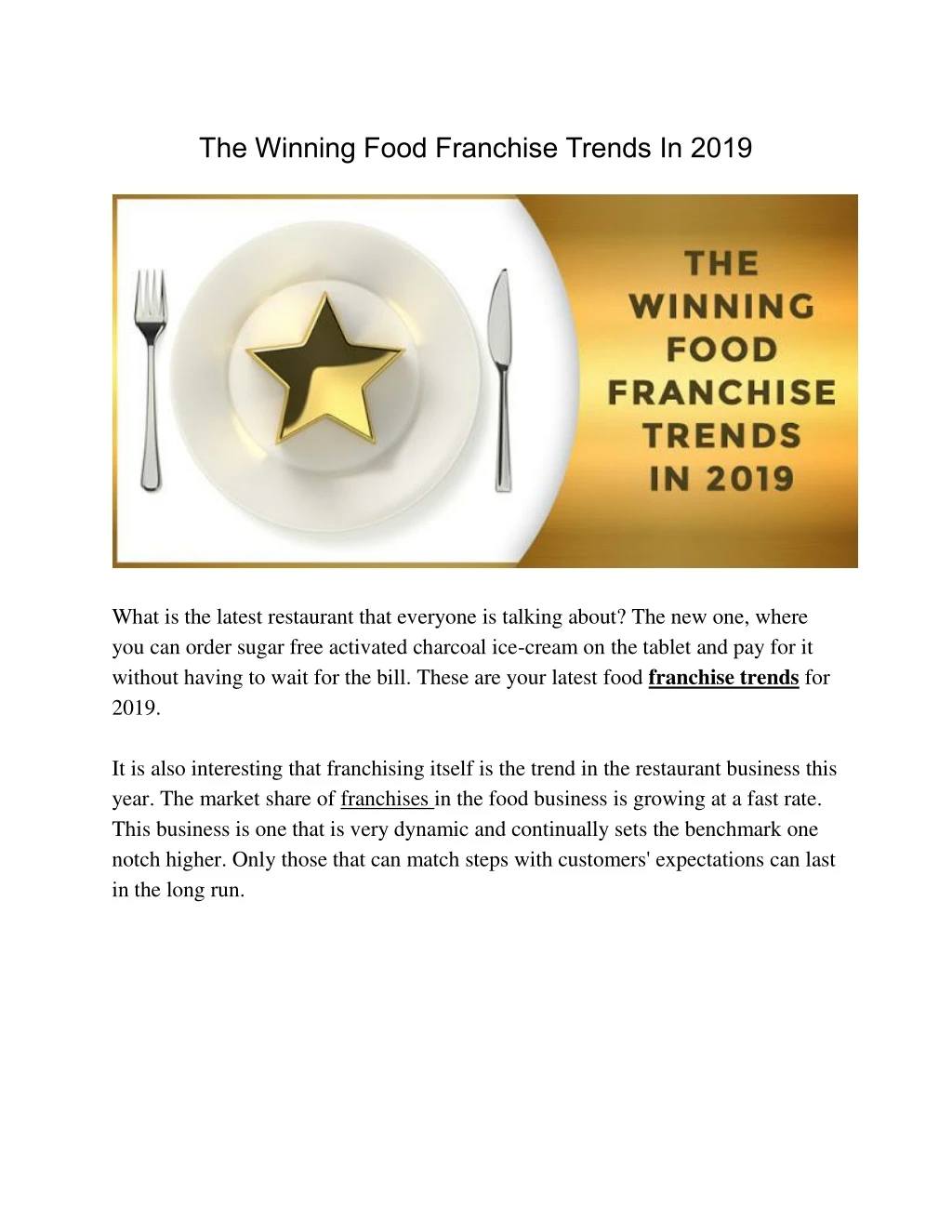 the winning food franchise trends in 2019