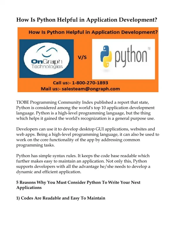 how is python helpful in application development