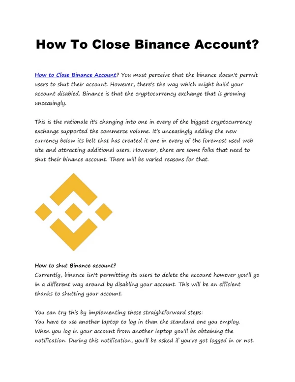 How to close binance account?