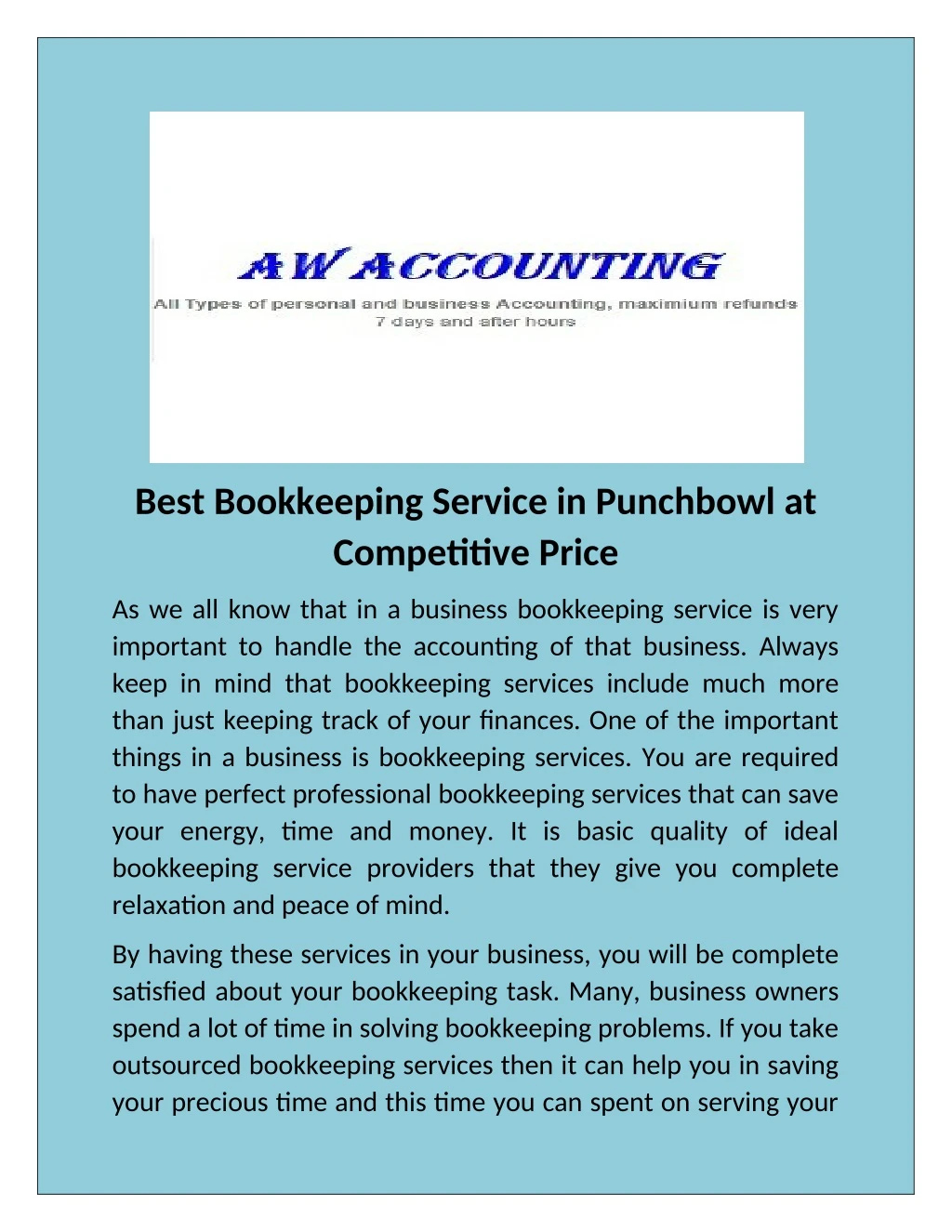 best bookkeeping service in punchbowl