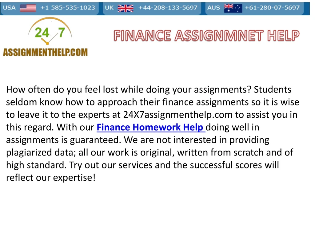 finance assignmnet help