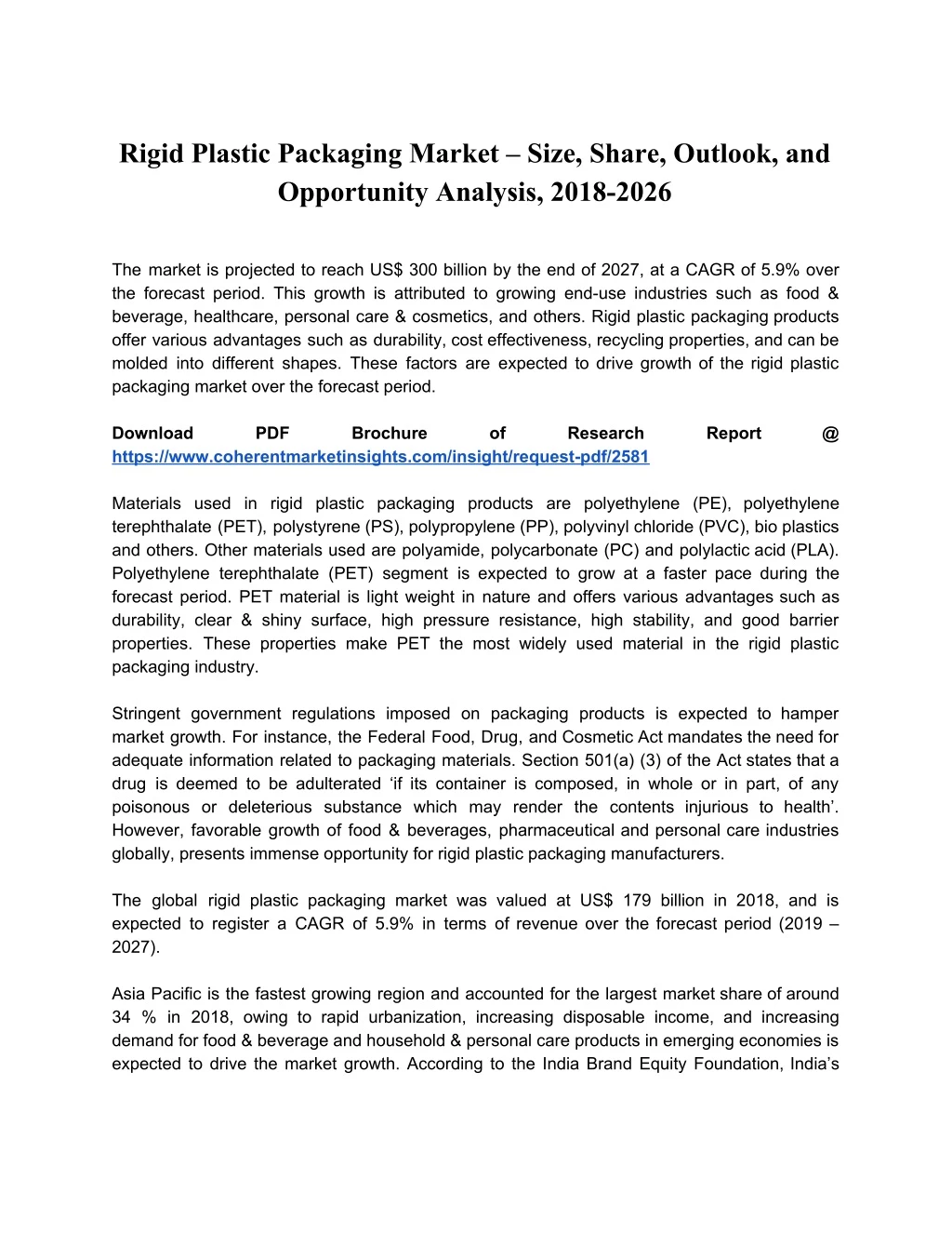 rigid plastic packaging market size share outlook