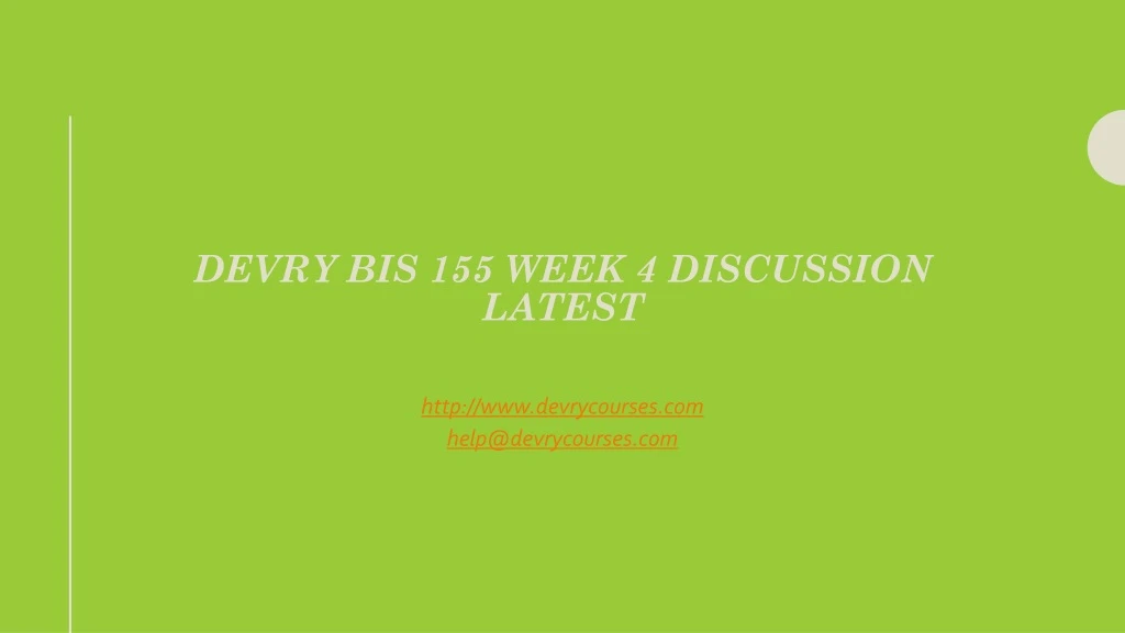 devry bis 155 week 4 discussion latest