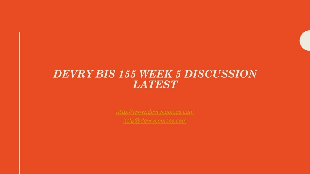 devry bis 155 week 5 discussion latest
