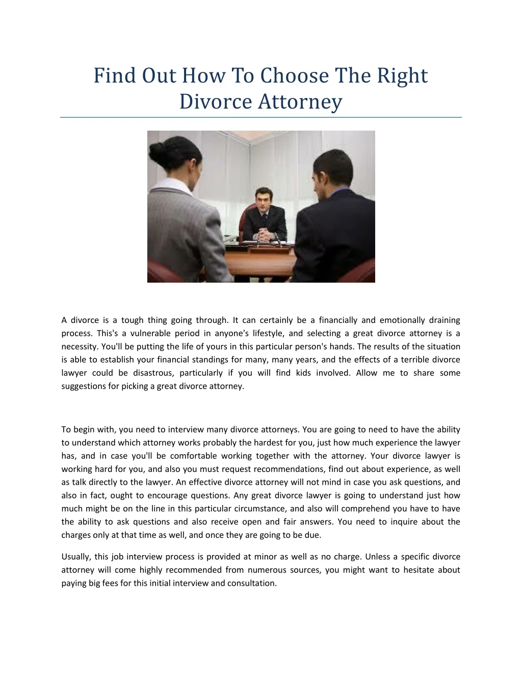 find out how to choose the right divorce attorney