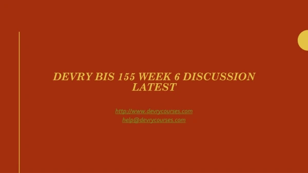 Devry BIS 155 Week 6 Discussion Latest