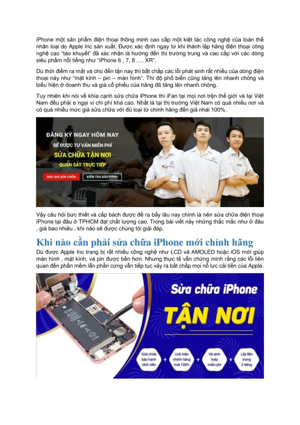 Địa chỉ sửa chữa iPhone uy tín chính hãng lấy ngay tại TPHCM
