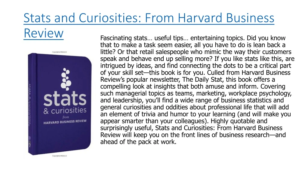 stats and curiosities from harvard business review