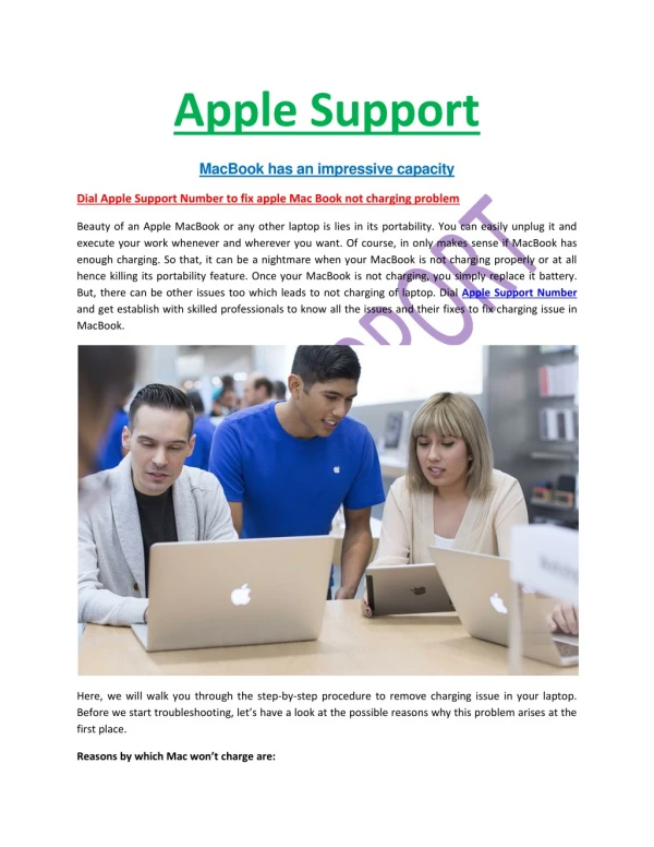 Dial Apple Support Number to fix apple Mac Book not charging problem