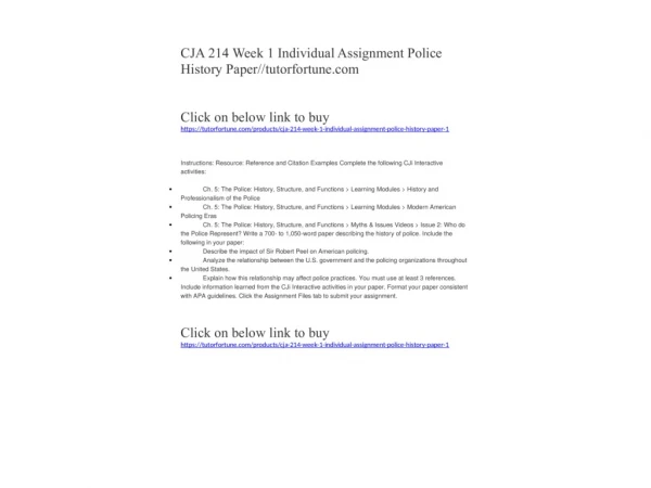 CJA 214 Week 1 Individual Assignment Police History Paper//tutorfortune.com