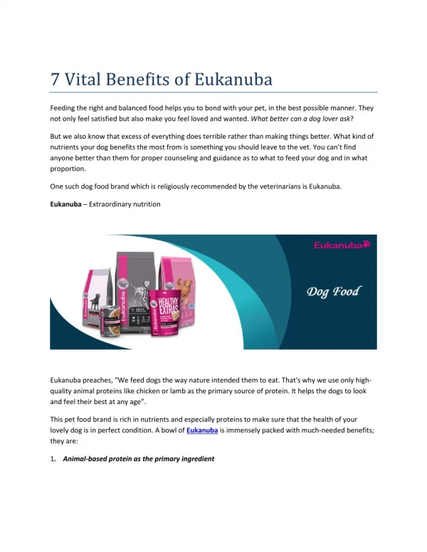 7 Vital Benefits of Eukanuba