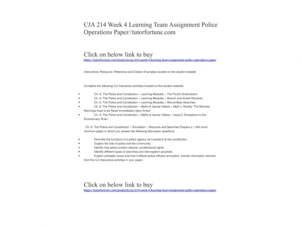 CJA 214 Week 4 Learning Team Assignment Police Operations Paper//tutorfortune.com