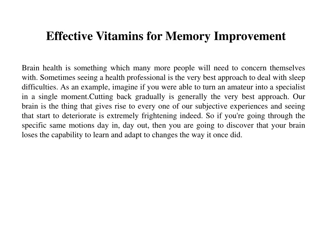 effective vitamins for memory improvement