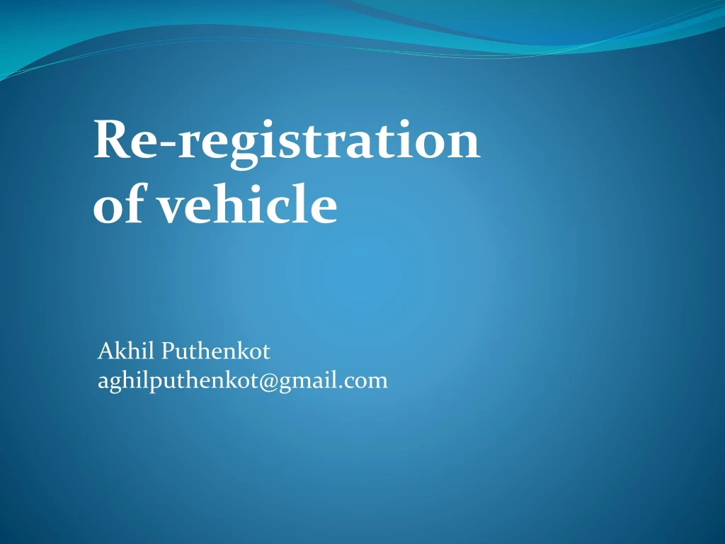 re registration of vehicle