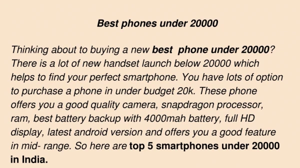 Best 5 smartphone under 20000
