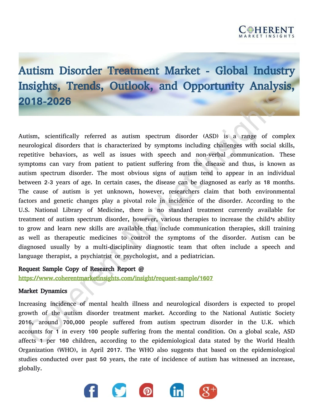 autism disorder treatment market global industry