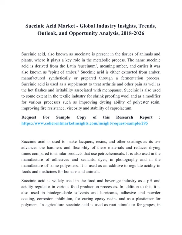 Succinic Acid Market