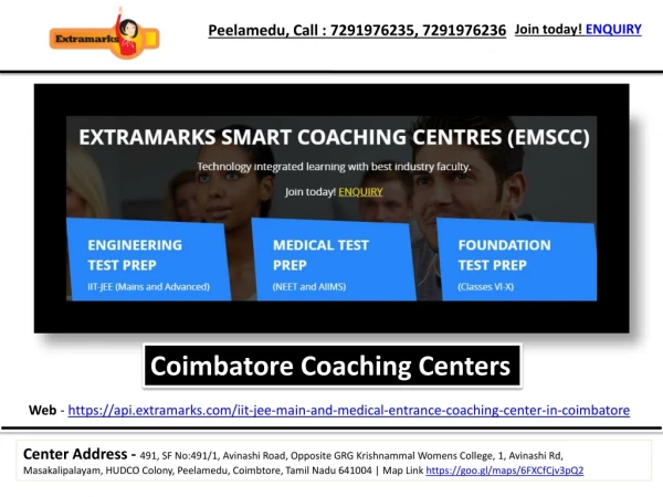 IIT-JEE/NEET/Foundation Study Centers In Peelamedu Coimbatore