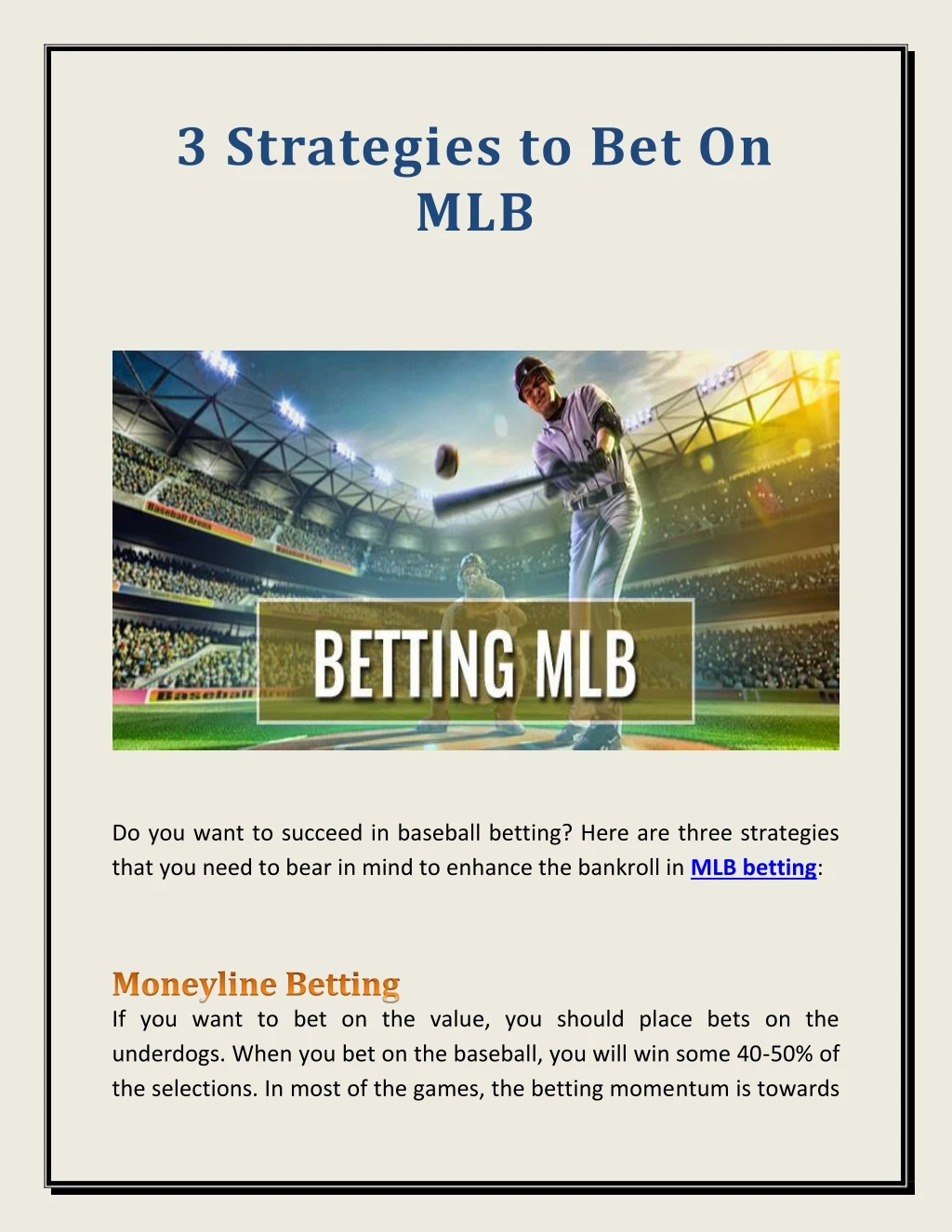 3 strategies to bet on mlb