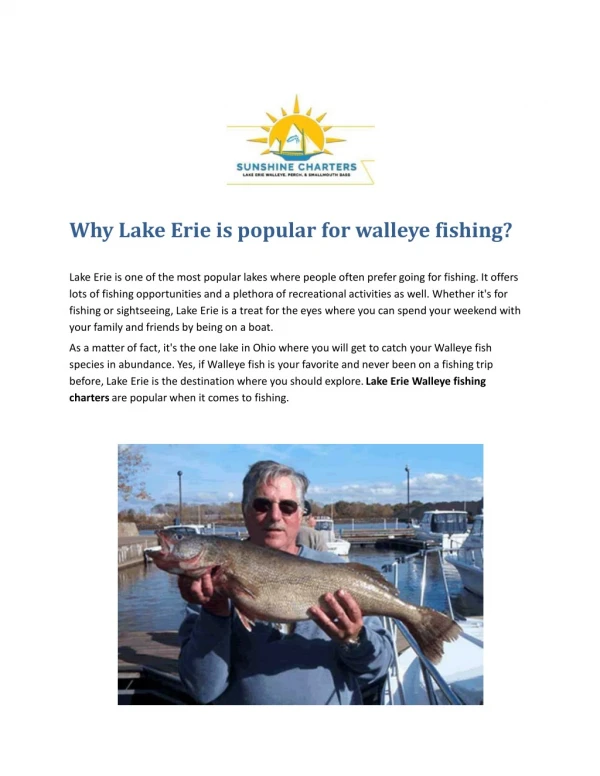 Why Lake Erie is popular for walleye fishing?