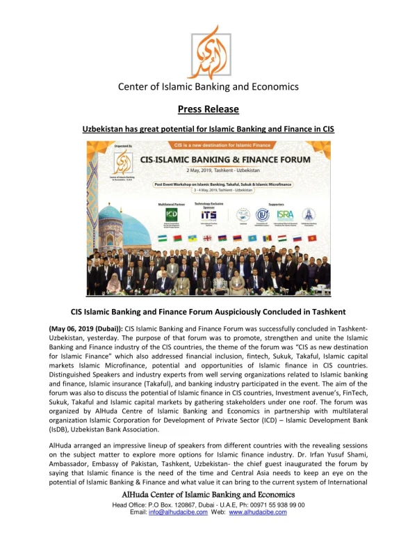 Press Release - CIS Islamic Banking and Finance Forum